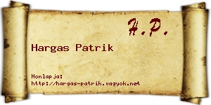 Hargas Patrik névjegykártya